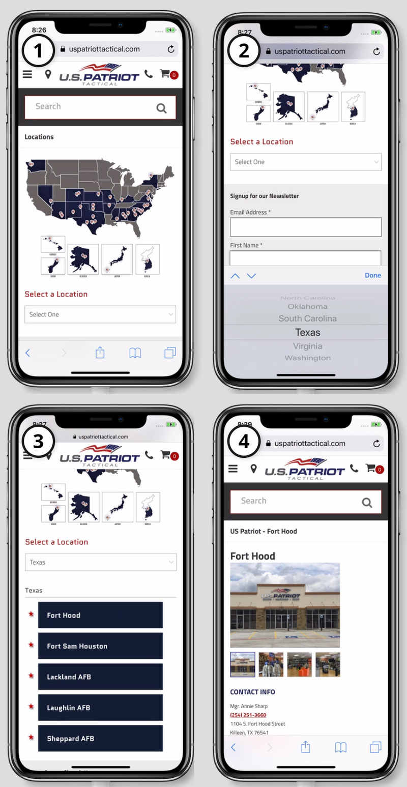 US Patriot Mobile Locations User Flow